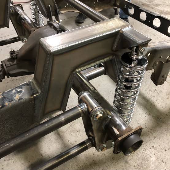 Custom fabricated step notch installed in truck frame — ESD chassis work